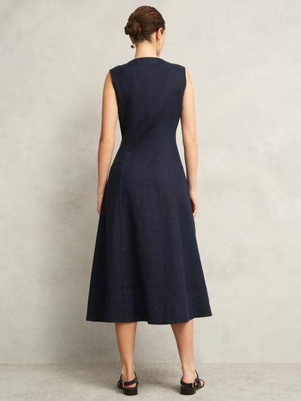 Hobbs Carmen Pure Linen Shirt Dress, True Navy - view 2, True Navy