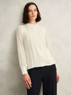 Hobbs Carina Pleated Top, Ivory, Ivory