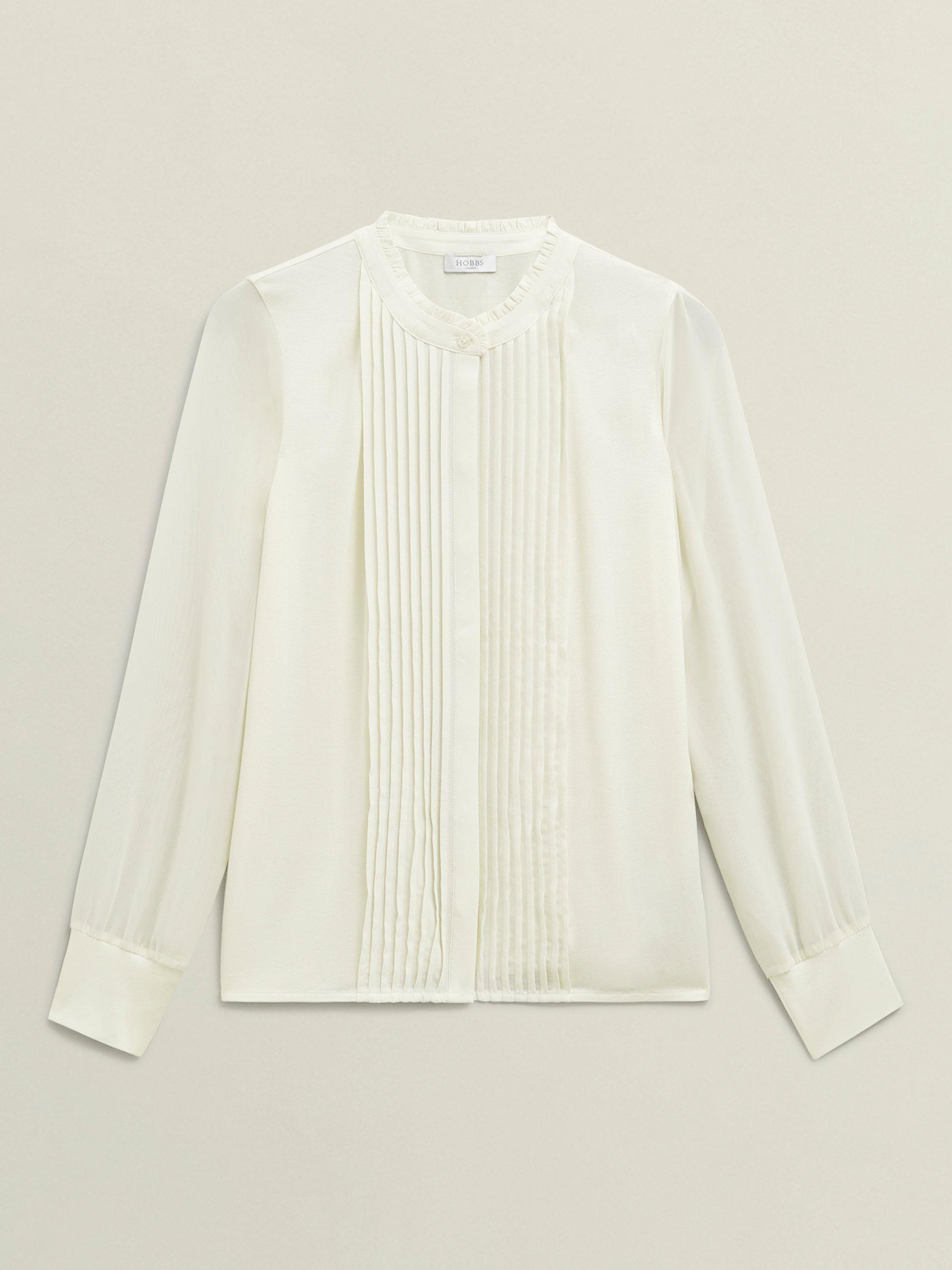 Product image 4 of 6, which shows Hobbs Carina Pleated Top, Ivory, L