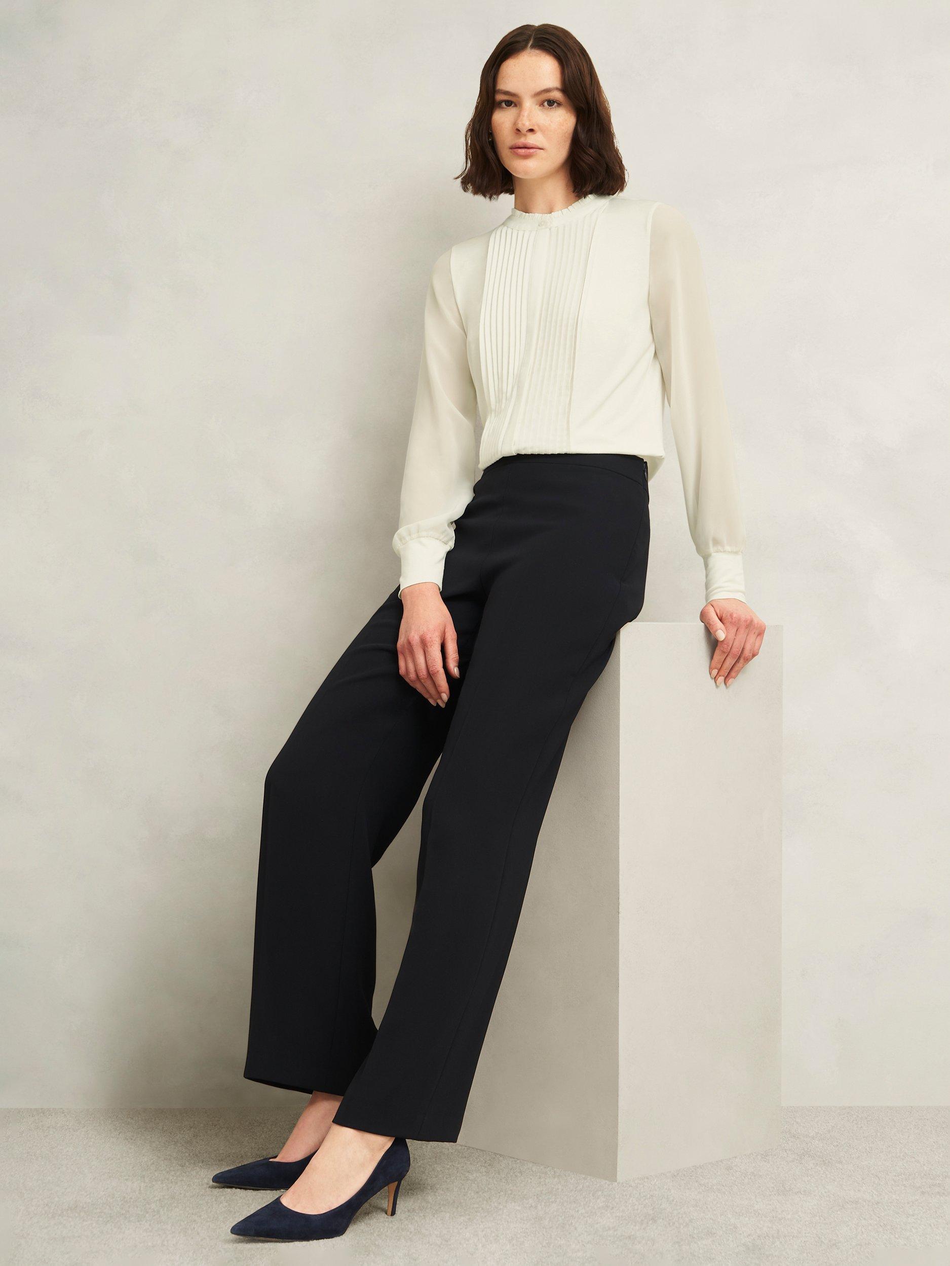 Product image 6 of 6, which shows Hobbs Carina Pleated Top, Ivory, L