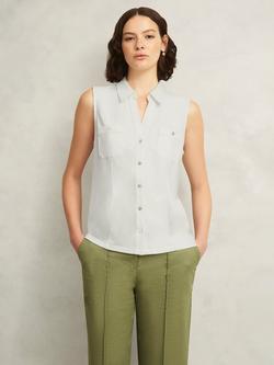 Hobbs Sasha Jersey Sleeveless Shirt, Ivory, Ivory