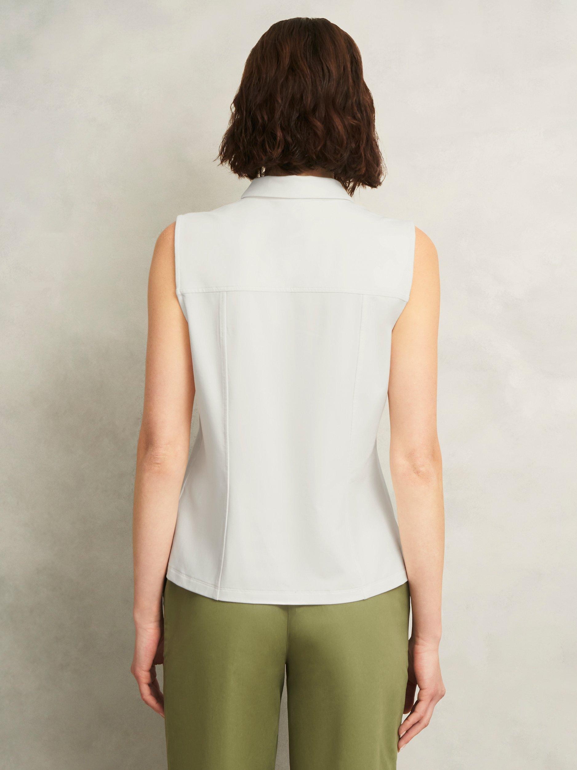 Product image 2 of 5, which shows Hobbs Sasha Jersey Sleeveless Shirt, Ivory, M