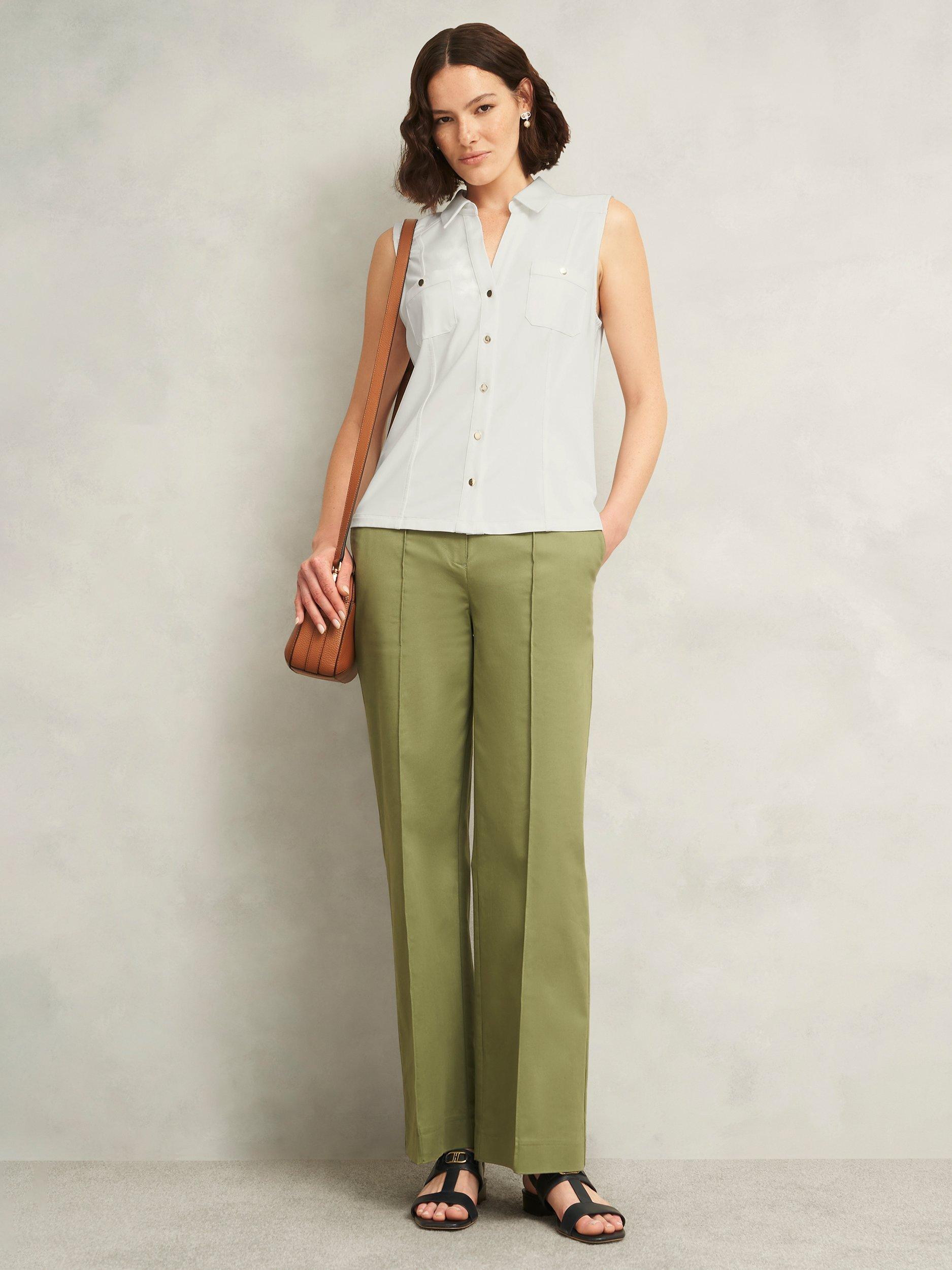 Product image 5 of 5, which shows Hobbs Sasha Jersey Sleeveless Shirt, Ivory, M