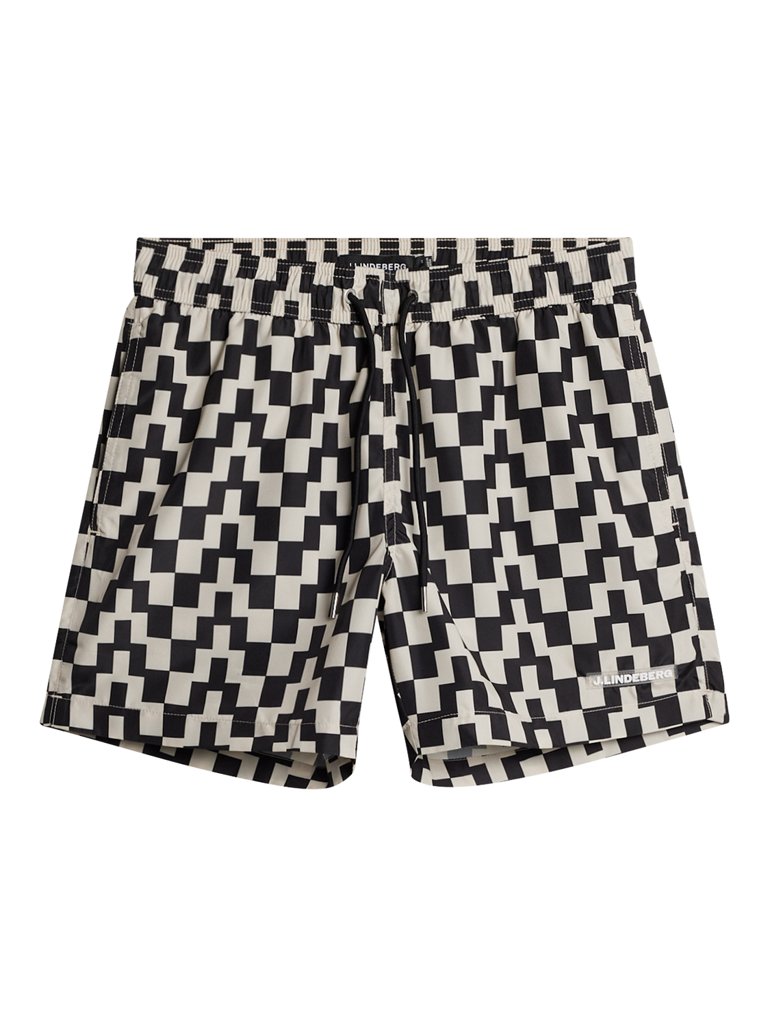 Product image 1 of 1, which shows J.Lindeberg Banks Bridge Stack Swimming Trunks, Black/Multi, S