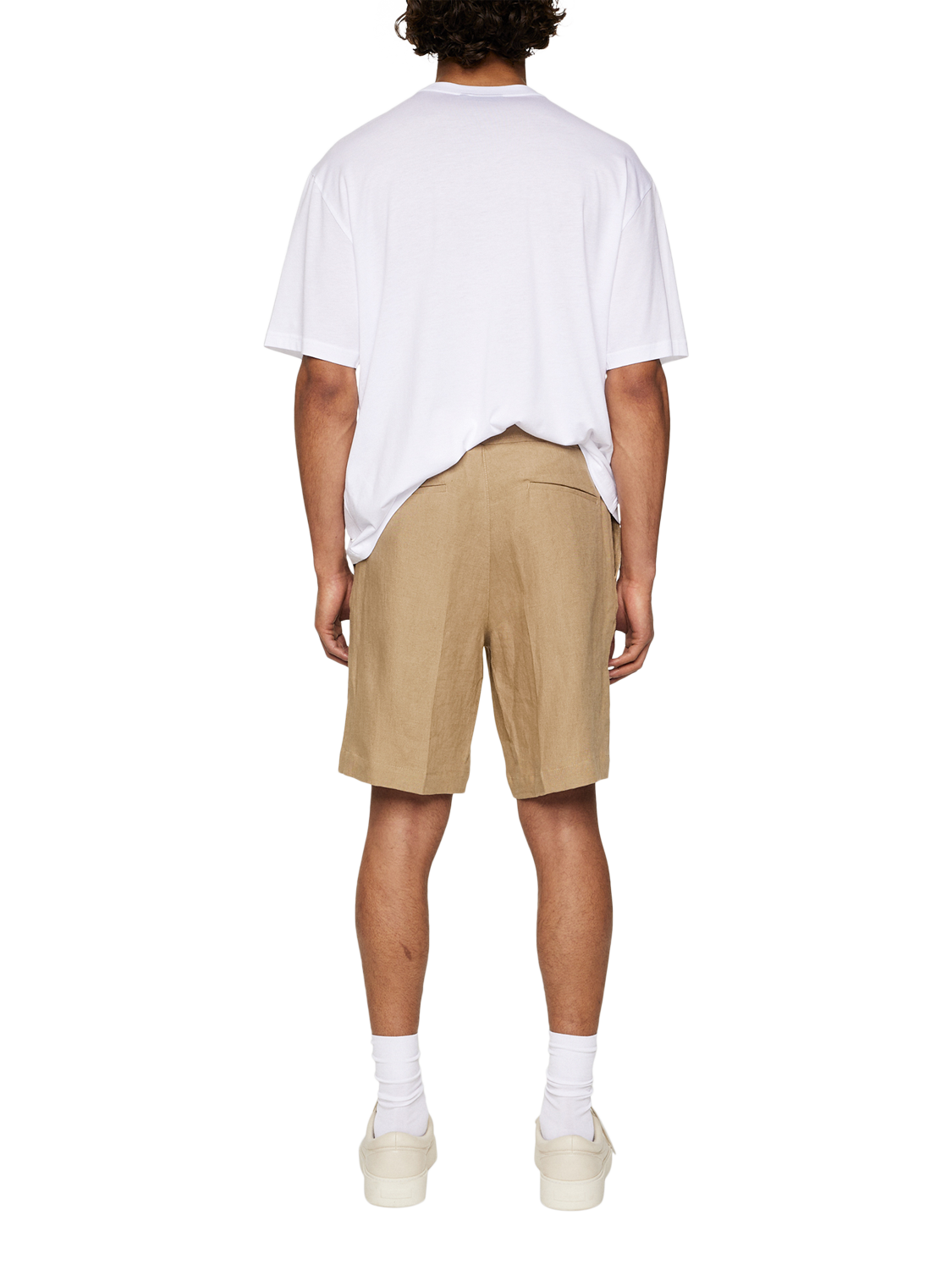 Product image 2 of 5, which shows J.Lindeberg Brady Drape Linen Shorts, Mid Brown, 30