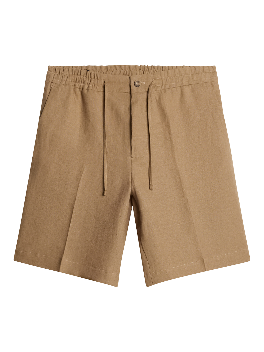 Product image 5 of 5, which shows J.Lindeberg Brady Drape Linen Shorts, Mid Brown, 30