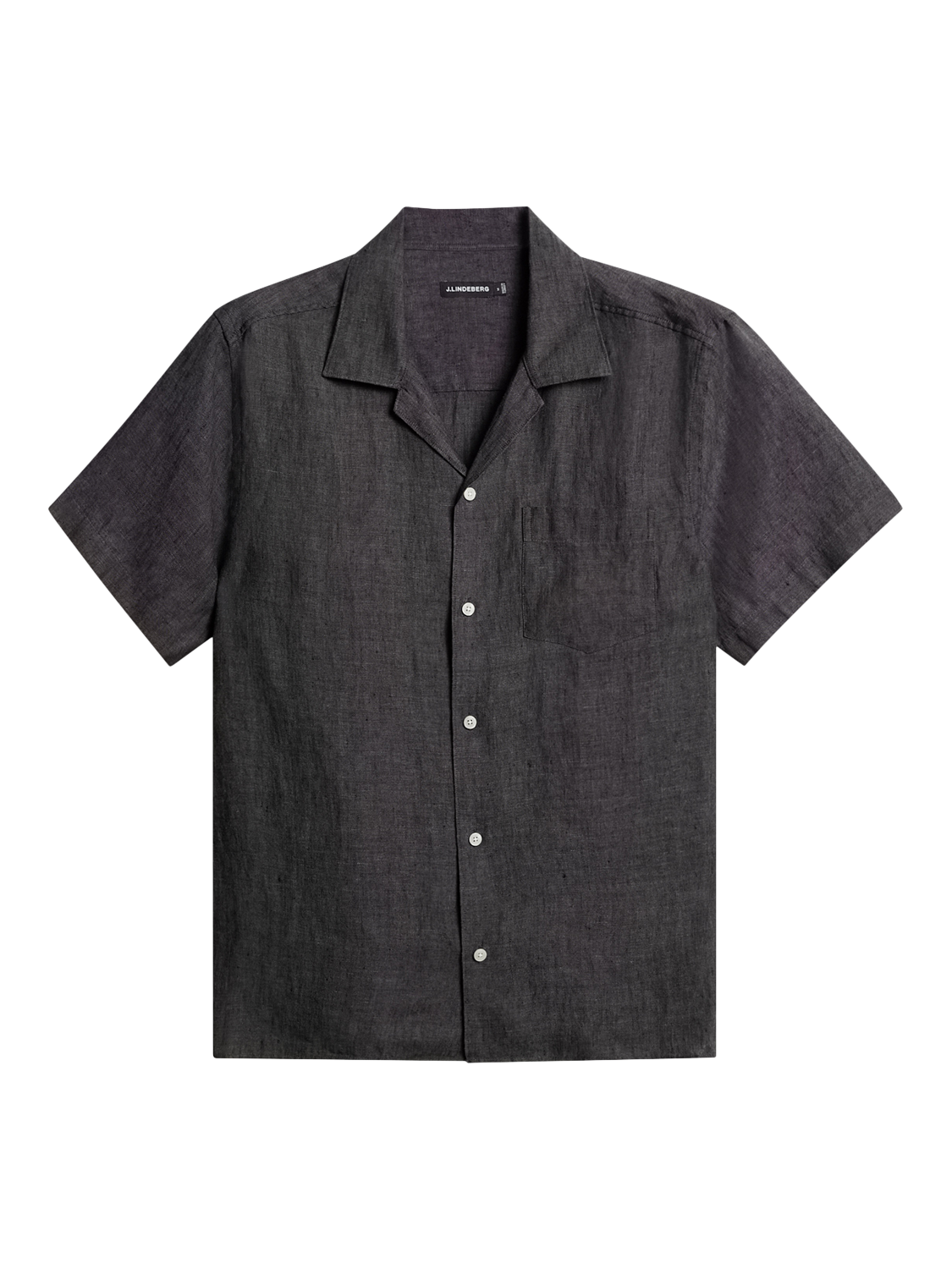 Product image 1 of 1, which shows J.Lindeberg Elio Linen Regular Fit Shirt, Black, L