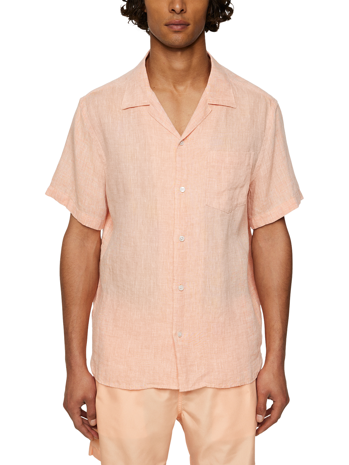 Product image 1 of 5, which shows J.Lindeberg Elio Linen Regular Fit Shirt, Mid Orange, S