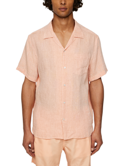 J.Lindeberg Elio Linen Regular Fit Shirt, Mid Orange