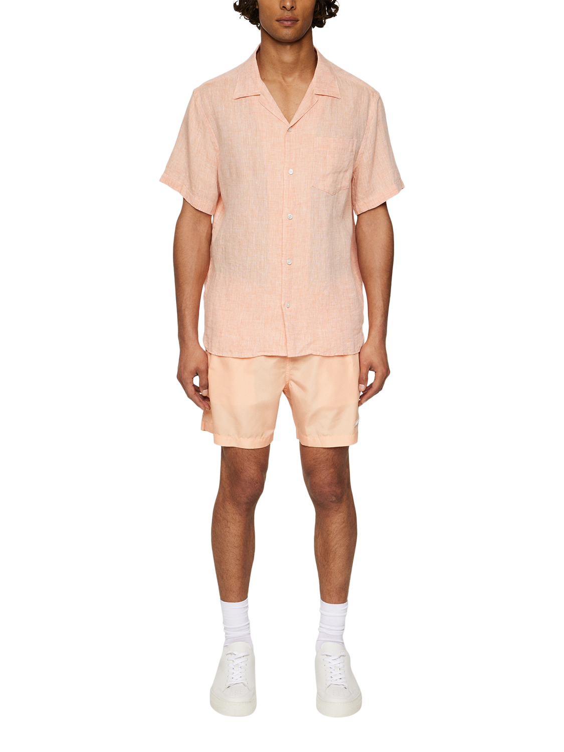 Product image 3 of 5, which shows J.Lindeberg Elio Linen Regular Fit Shirt, Mid Orange, S