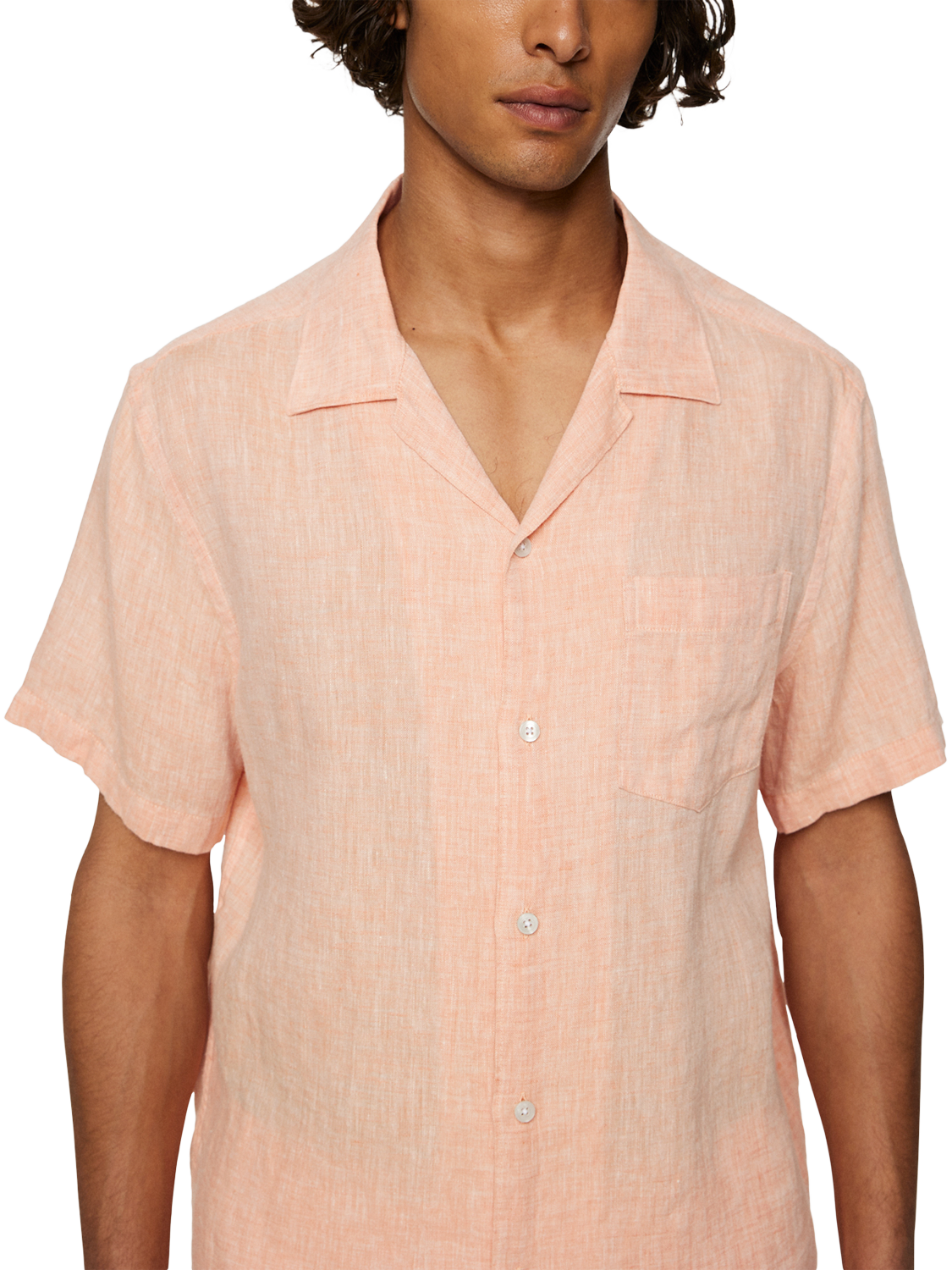 Product image 4 of 5, which shows J.Lindeberg Elio Linen Regular Fit Shirt, Mid Orange, S