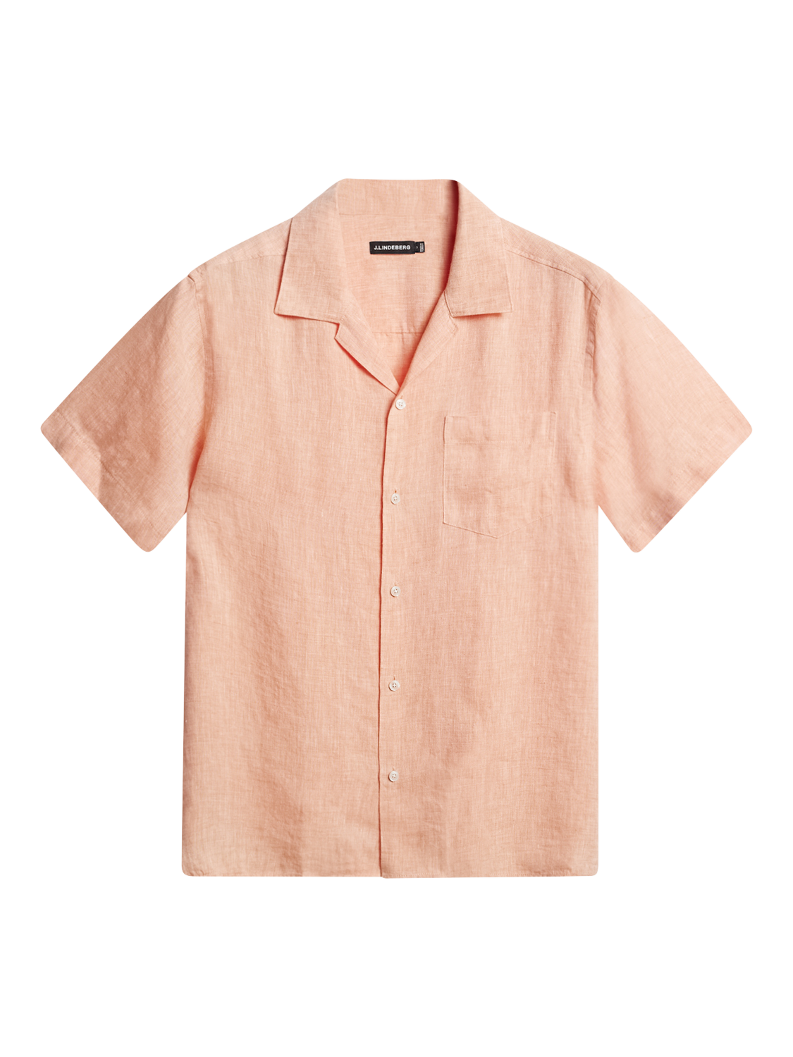 Product image 5 of 5, which shows J.Lindeberg Elio Linen Regular Fit Shirt, Mid Orange, S