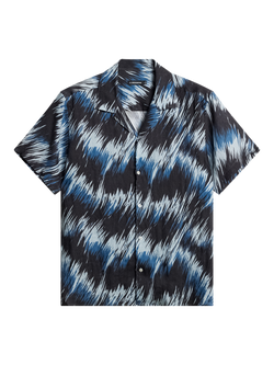 J.Lindeberg Elio Linen Regular Fit Abstract Shirt, Navy/Multi, Navy/Multi