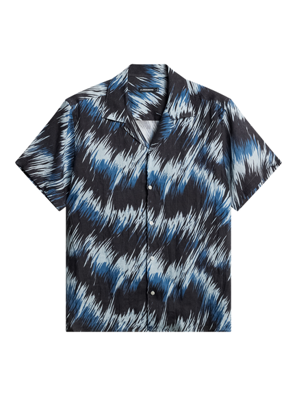 J.Lindeberg Elio Linen Regular Fit Abstract Shirt, Navy/Multi, Navy/Multi