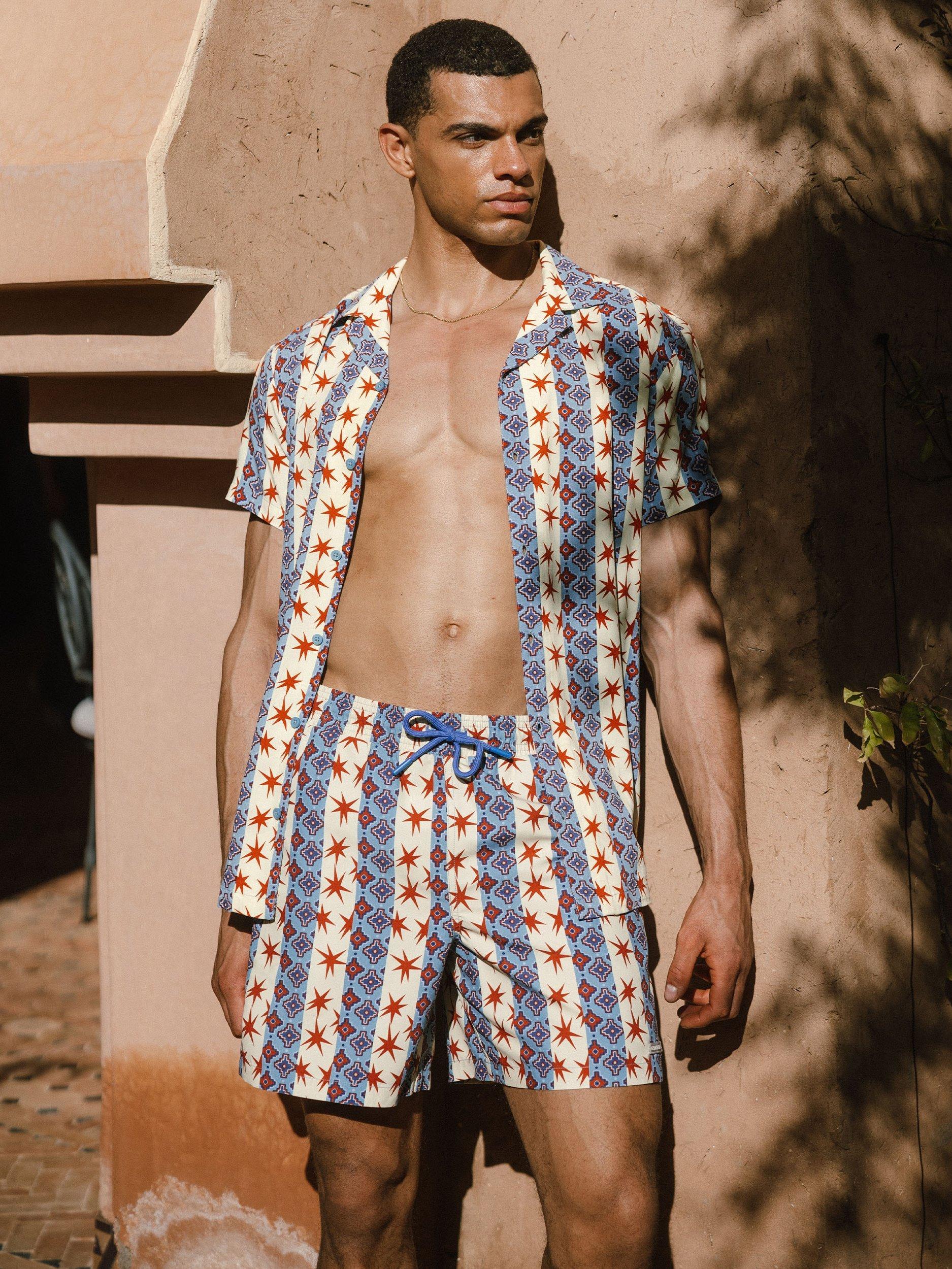 Product image 1 of 6, which shows Chelsea Peers Revere Collar Stars and Stripes Shirt, Multi, L