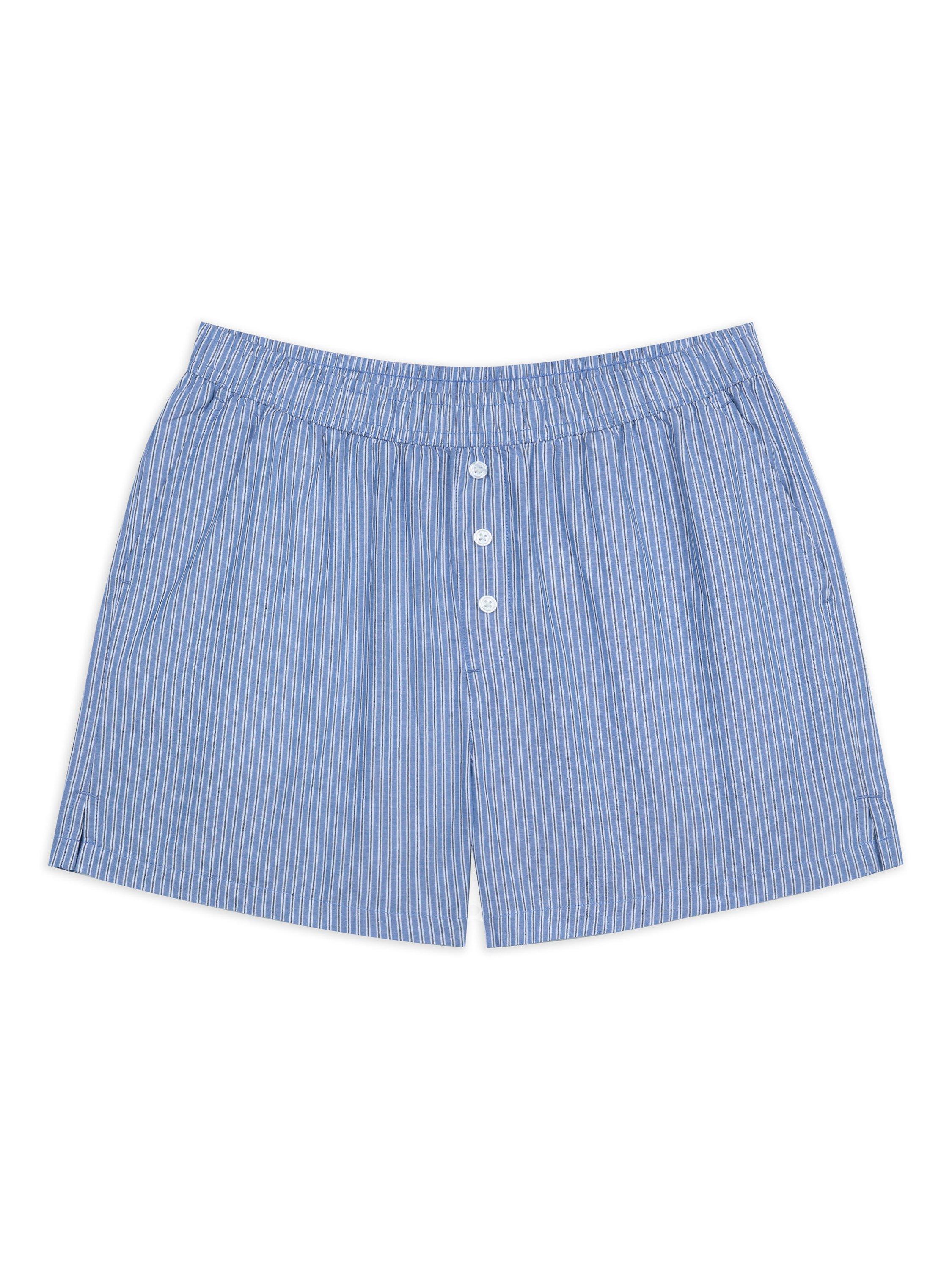 Product image 5 of 7, which shows Chelsea Peers Stripe Boxer Style Pyjama Shorts, Blue, 6