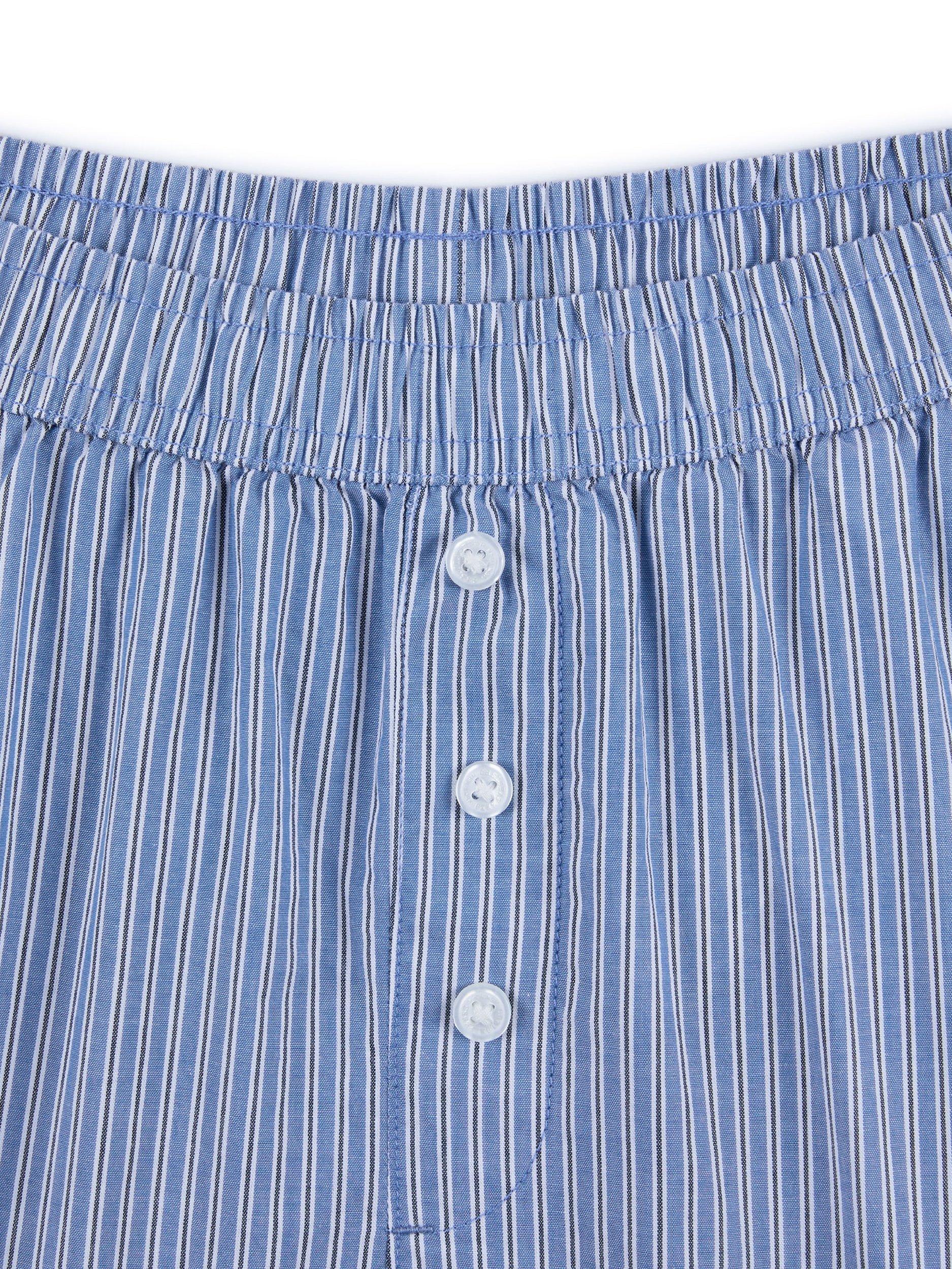 Product image 6 of 7, which shows Chelsea Peers Stripe Boxer Style Pyjama Shorts, Blue, 6