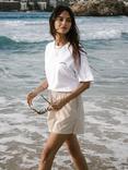 Chelsea Peers Stripe Boxer Style Pyjama Shorts, Taupe