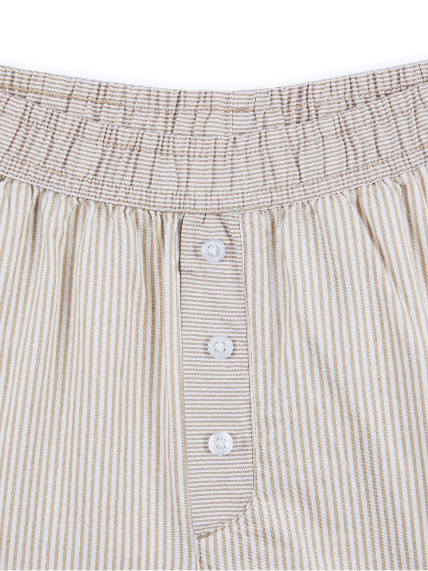 Product image 6 of 7, which shows Chelsea Peers Stripe Boxer Style Pyjama Shorts, Taupe, 6