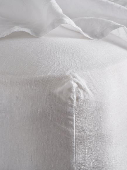 Bedfolk 100% Linen Deep Fitted Sheets, Snow