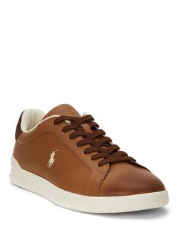 Polo Ralph Lauren Heritage Court II Leather Trainers, Tan - view 2, Tan