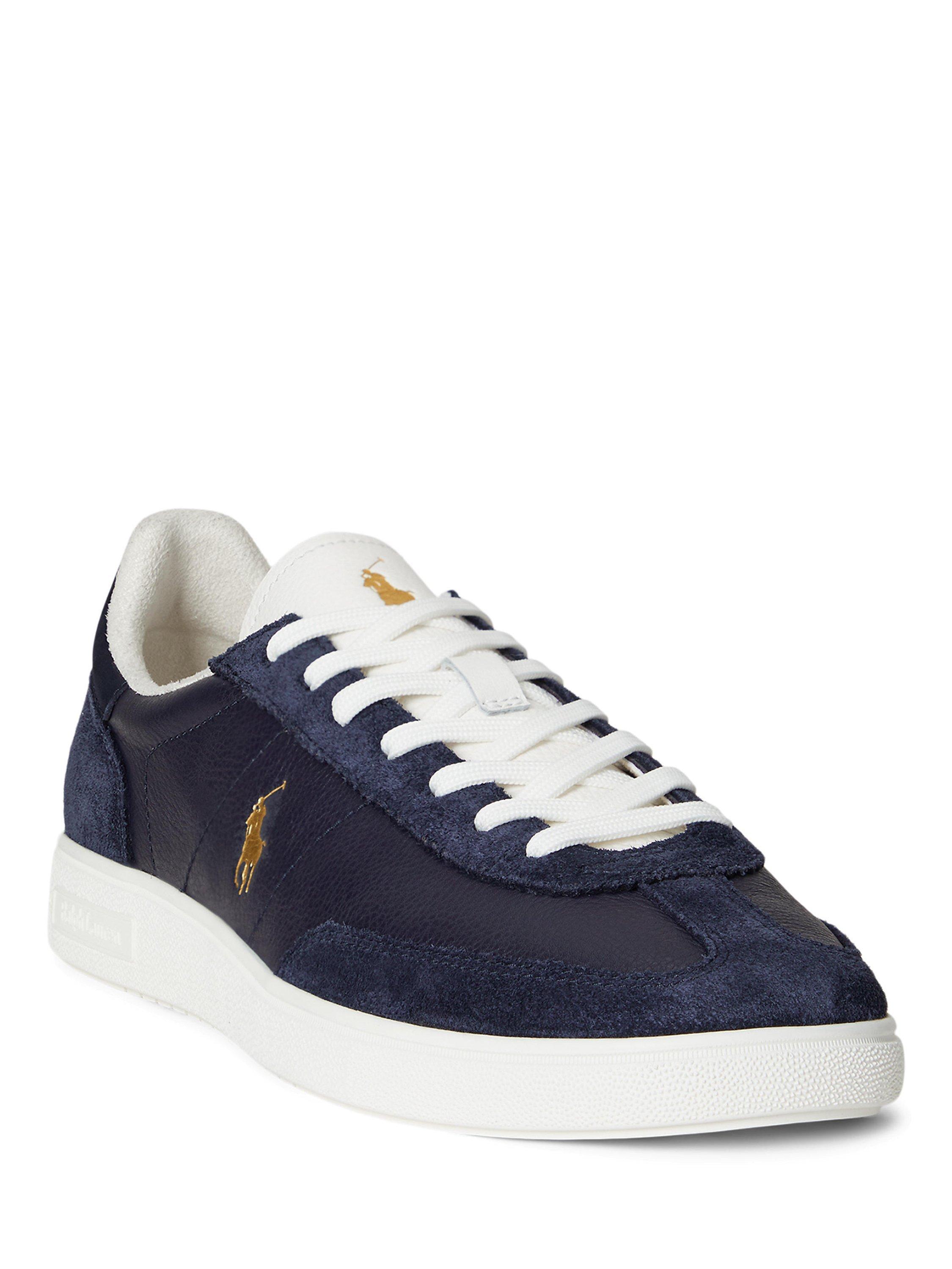 Product image 2 of 4, which shows Polo Ralph Lauren Bedford Leather Trainers, Navy, 8