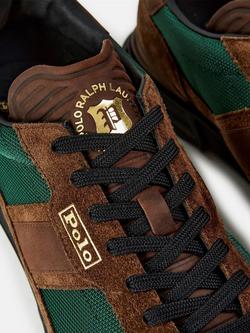 Ralph Lauren Varick Lace Up Trainers, Choc Brown, Forest - view 2, Choc Brown, Forest
