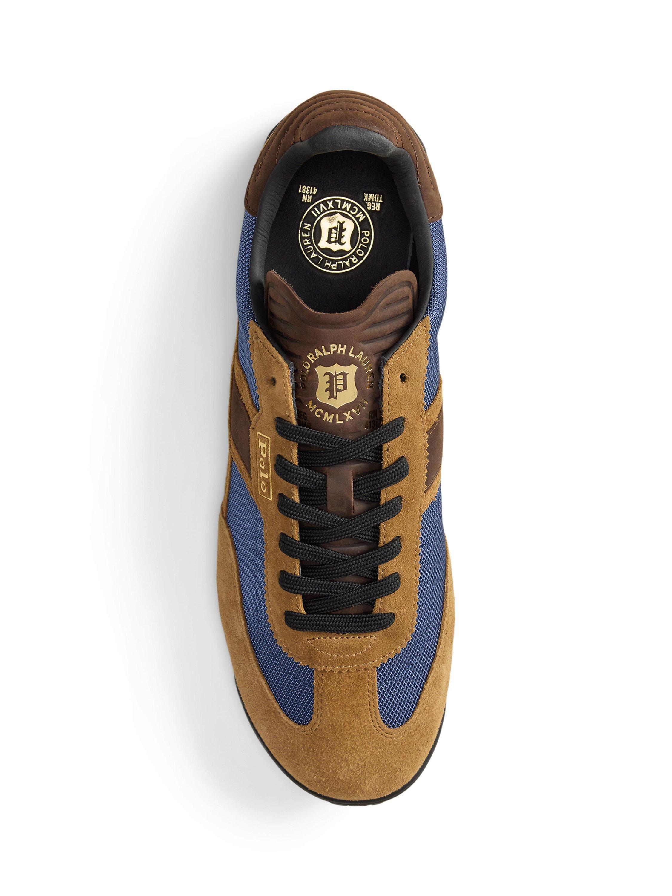 Product image 3 of 4, which shows Ralph Lauren Varick Lace Up Trainers, Choc Brown, Forest, 7