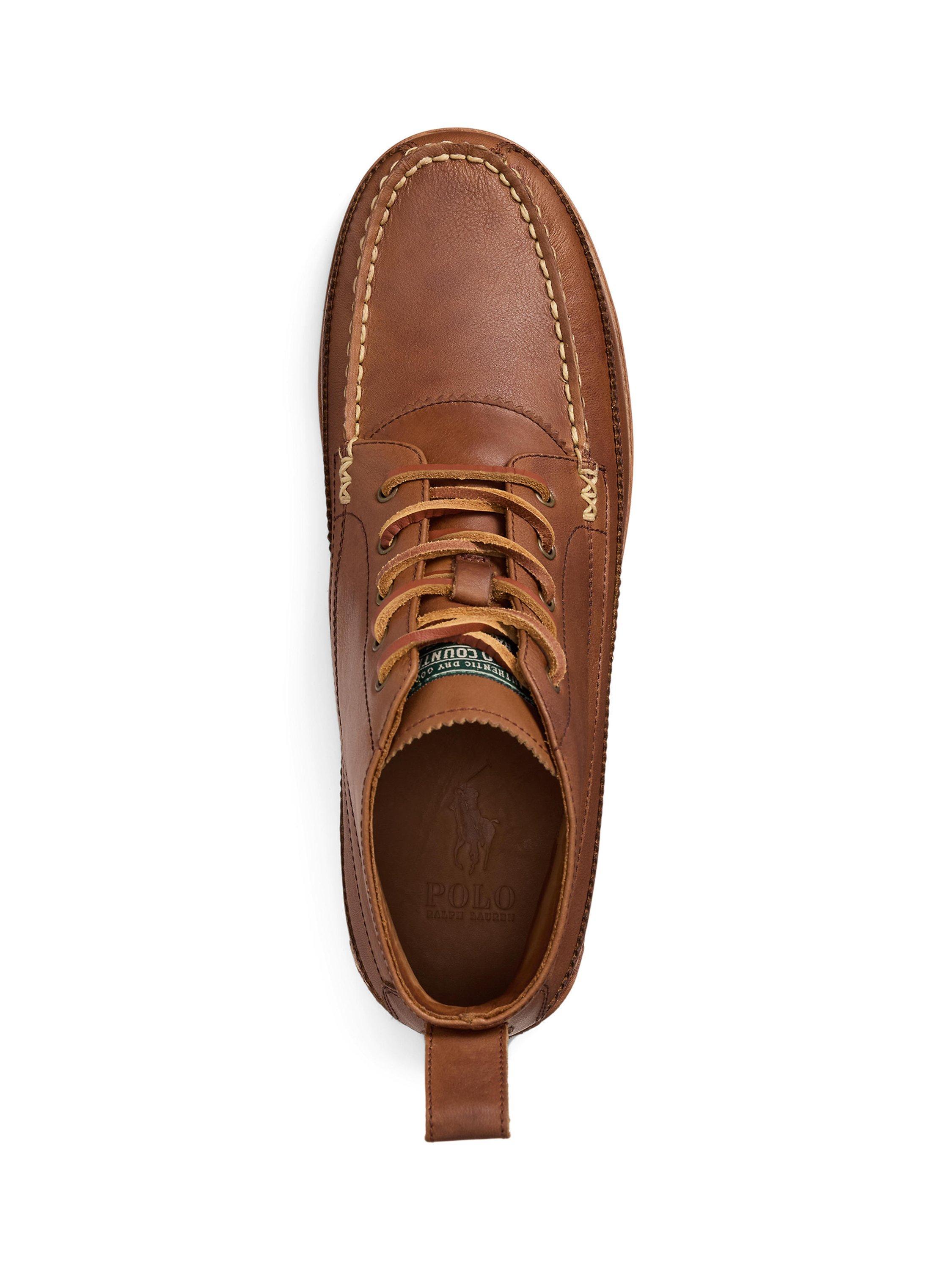 Product image 3 of 5, which shows Ralph Lauren Ranger Leather Work Boots, Tan, 9
