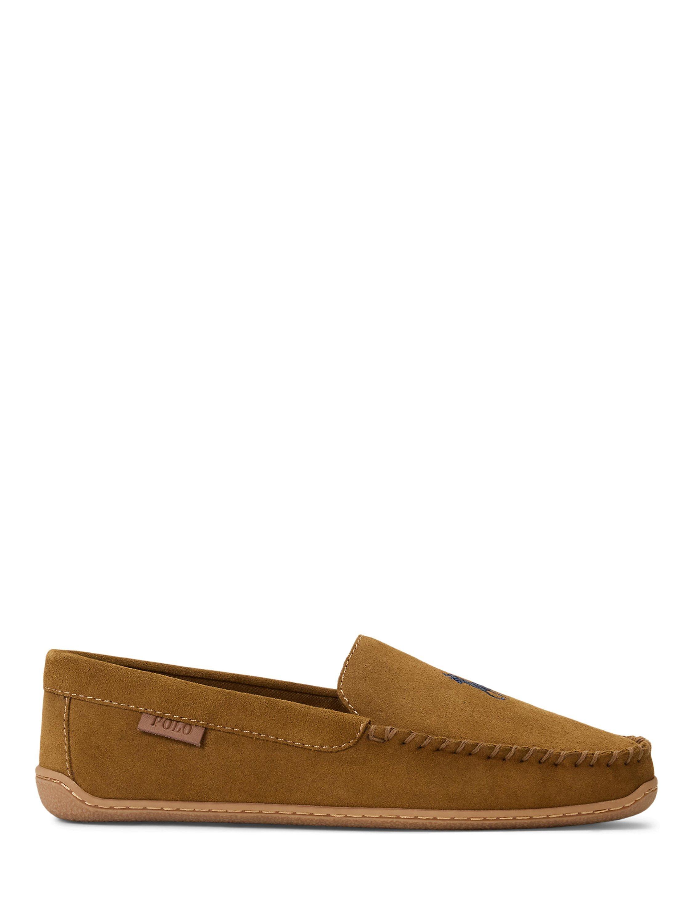 Product image 1 of 4, which shows Polo Ralph Lauren Brenan Classic Suede Slippers, Chestnut, 9