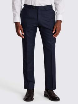 Moss x Barberis Tailored Fit Wool Suit Trousers, Blue, Blue