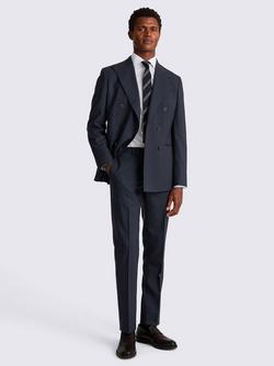 Moss x Barberis Tailored Fit Double Breasted Suit Jacket, Navy - view 2, Navy