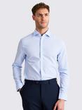 Moss Non-Iron Cotton Slim Fit Prince of Wales Check Shirt, Sky Blue