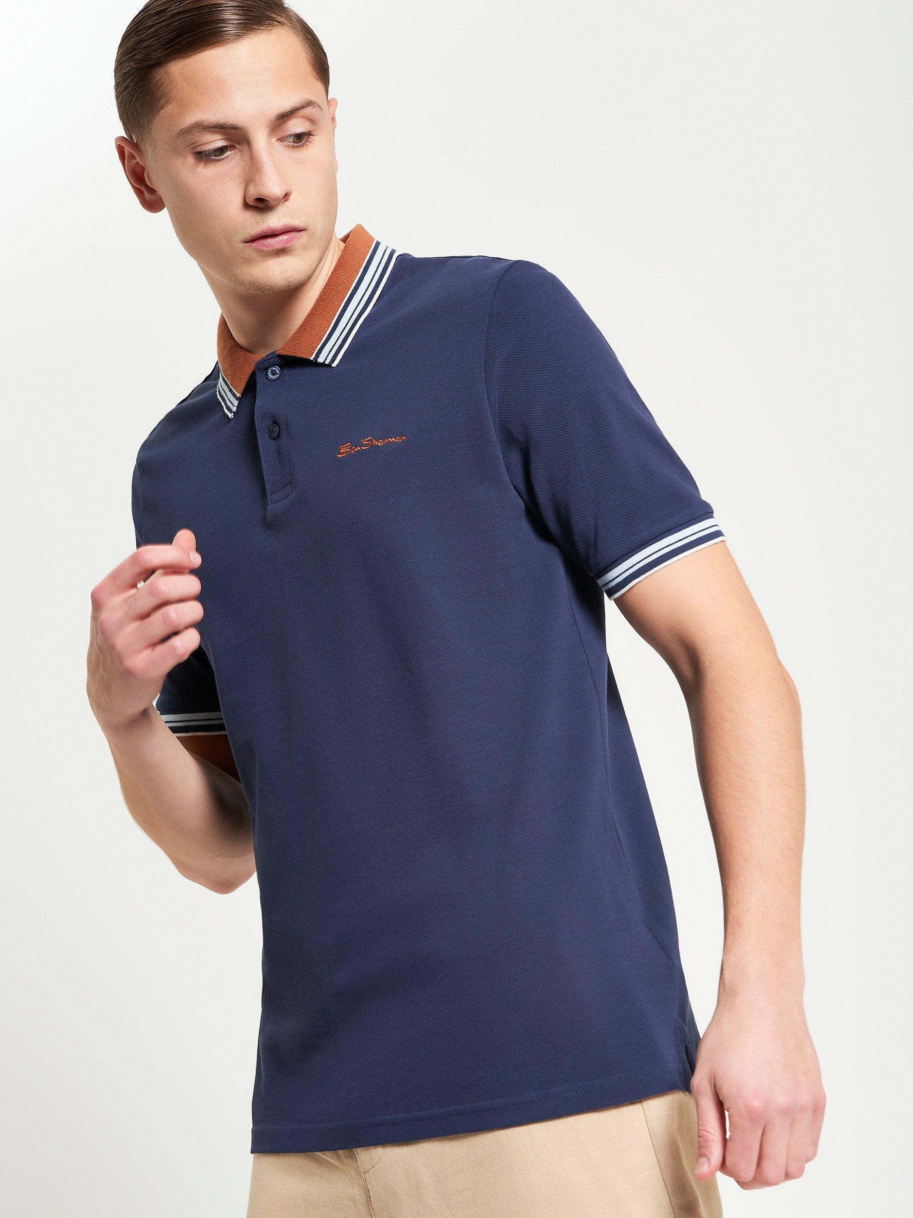 Product image 1 of 5, which shows Ben Sherman House Collar Logo Pique Polo Shirt, Dark Navy, S