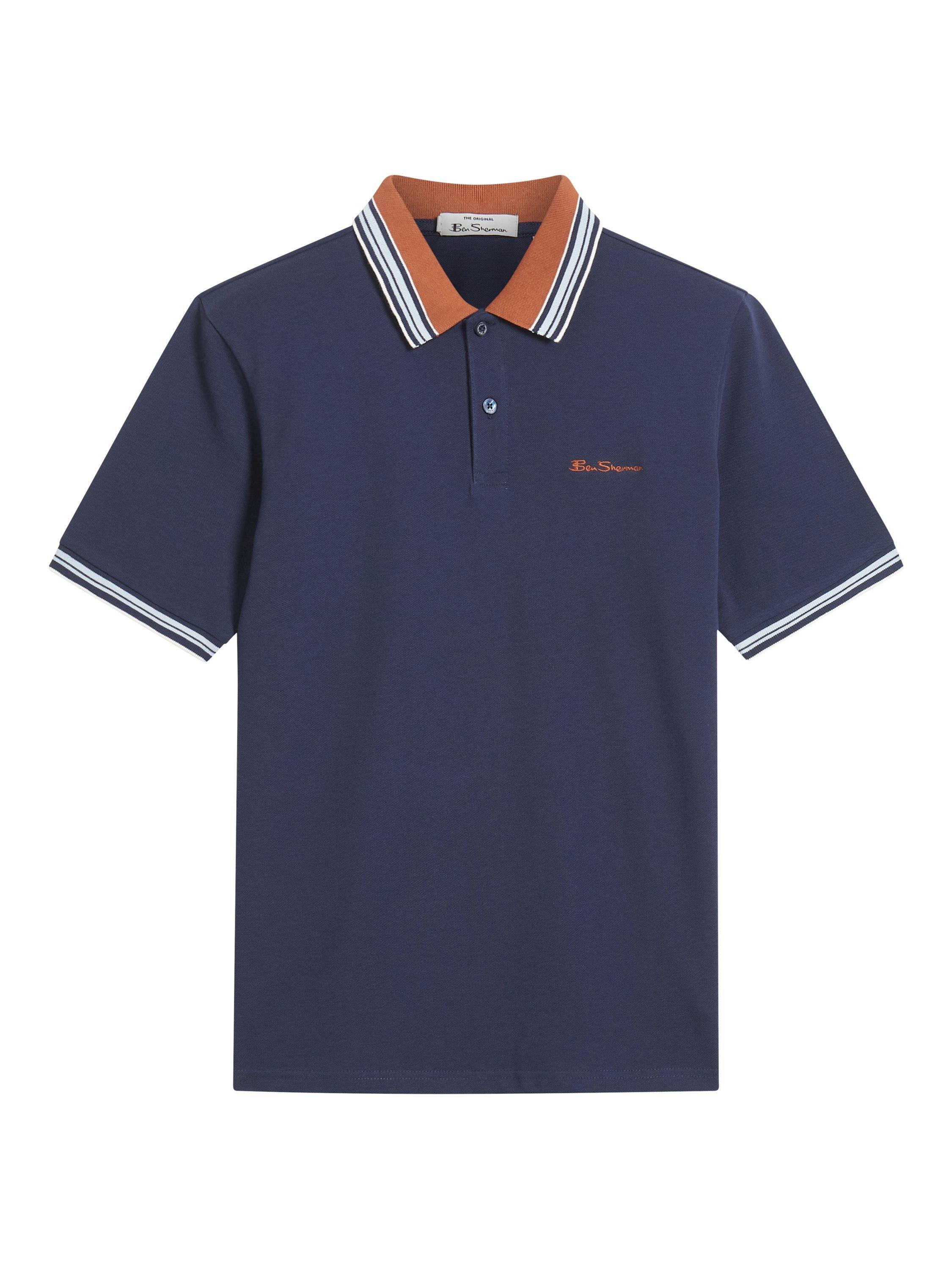 Product image 5 of 5, which shows Ben Sherman House Collar Logo Pique Polo Shirt, Dark Navy, S