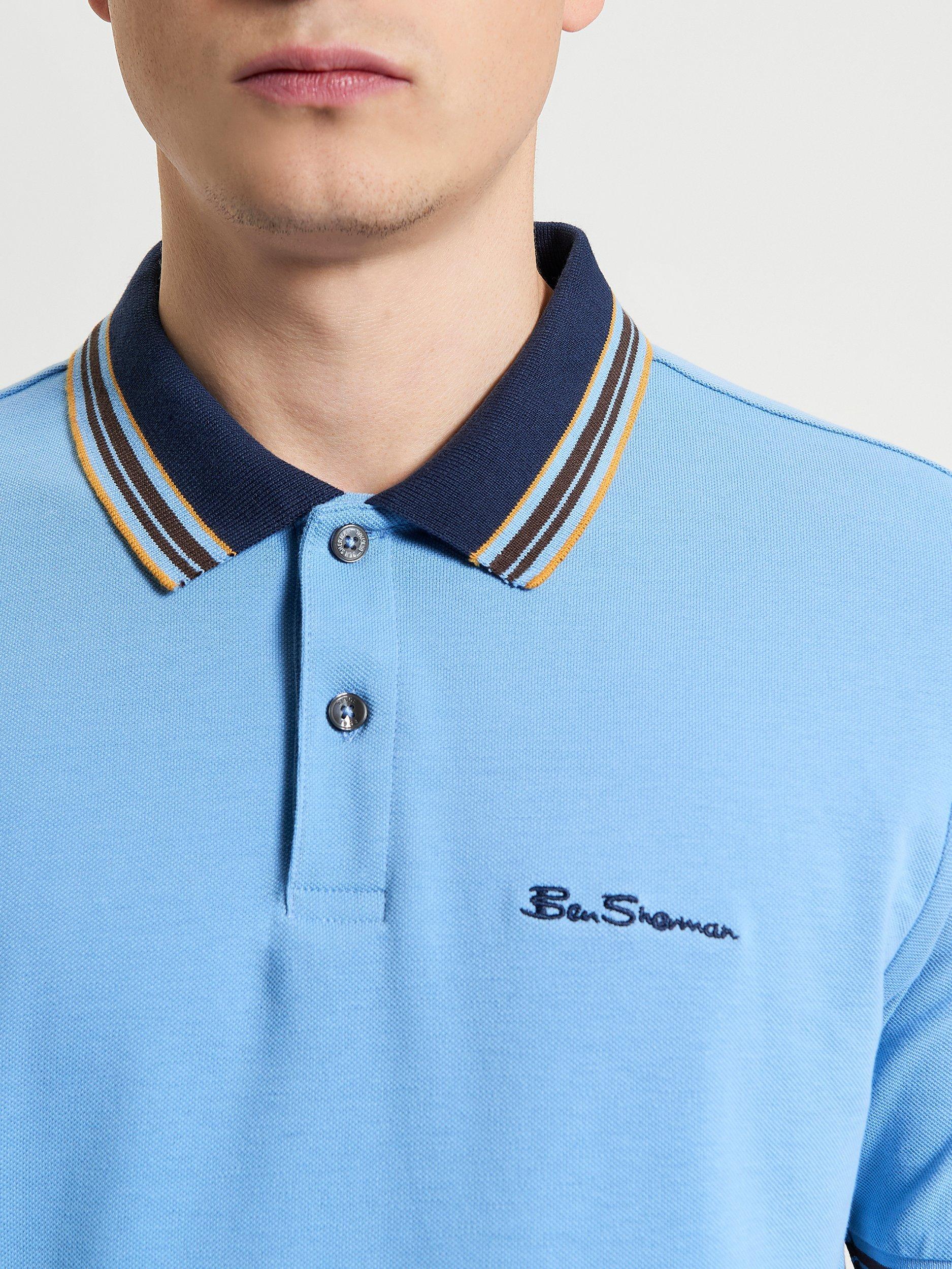 Product image 4 of 5, which shows Ben Sherman House Collar Logo Pique Polo Shirt, Glacier, S