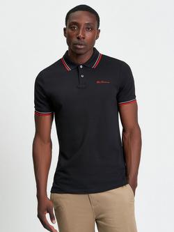 Ben Sherman Organic Cotton Regular Fit Short Sleeve Signature Polo Shirt, Black