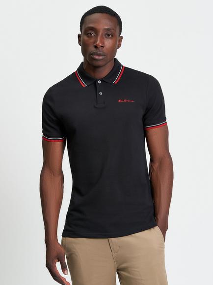 Ben Sherman Signature Short Sleeve Pique Cotton Polo Shirt, Black