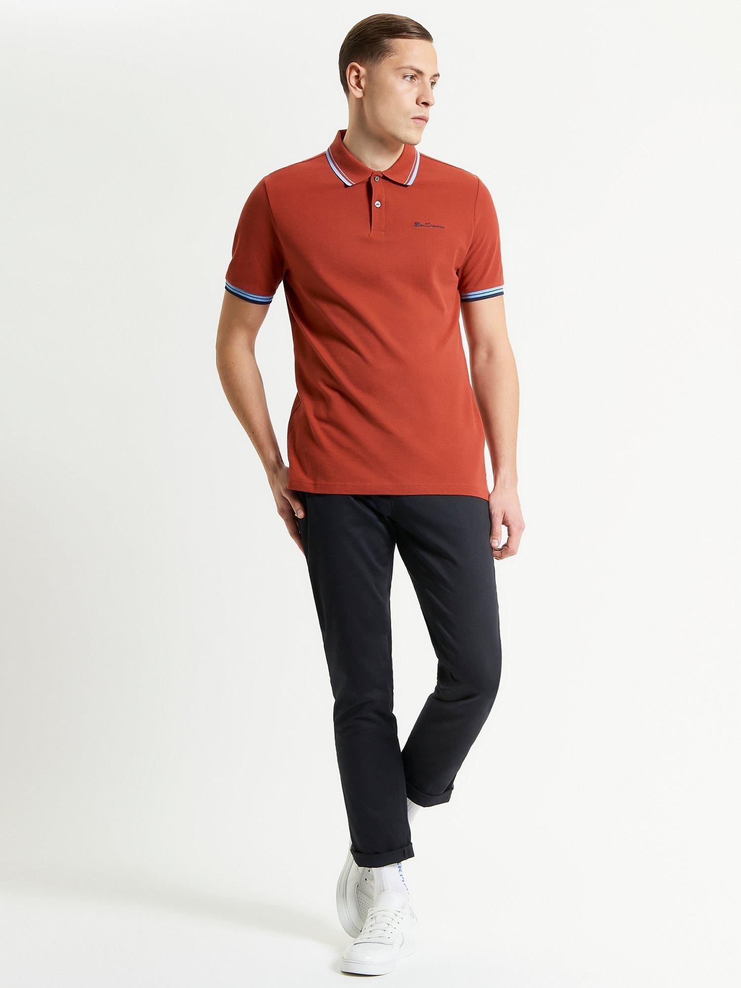 Product image 3 of 5, which shows Ben Sherman Organic Cotton Regular Fit Short Sleeve Signature Polo Shirt, Brick Red, S