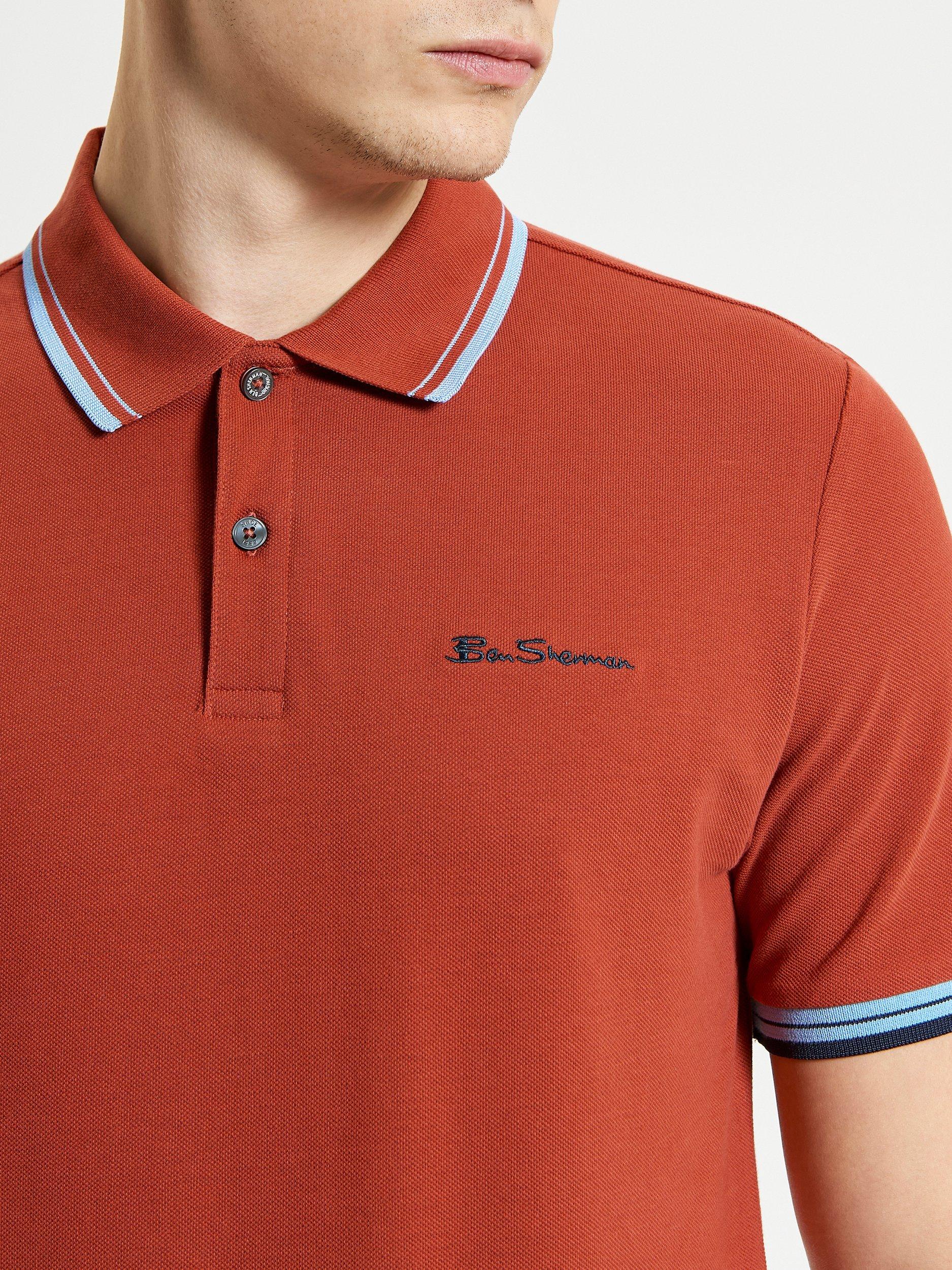 Product image 4 of 5, which shows Ben Sherman Organic Cotton Regular Fit Short Sleeve Signature Polo Shirt, Brick Red, S