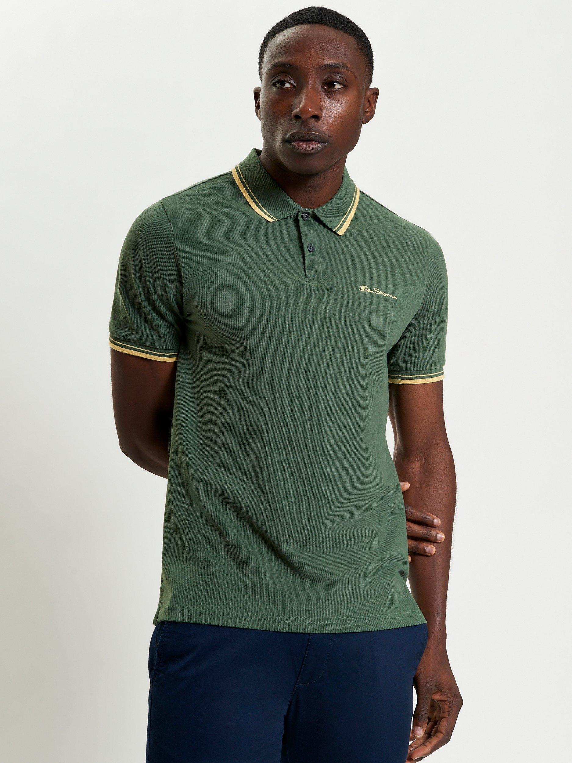 Product image 1 of 5, which shows Ben Sherman Organic Cotton Regular Fit Short Sleeve Signature Polo Shirt, Deep Jungle, S