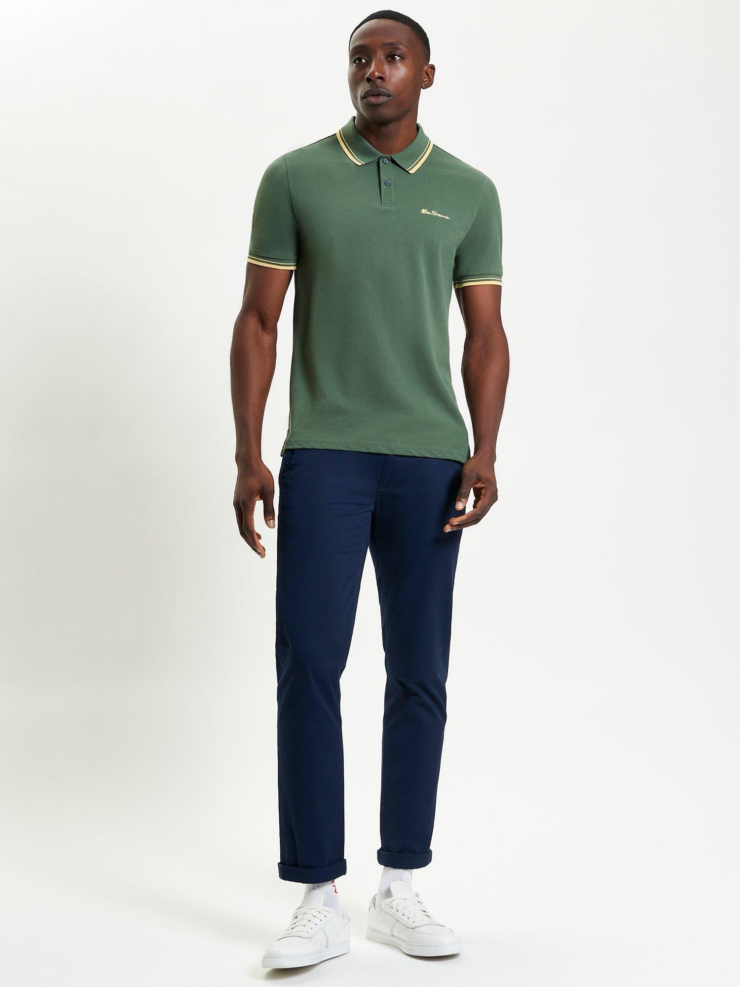 Product image 2 of 5, which shows Ben Sherman Organic Cotton Regular Fit Short Sleeve Signature Polo Shirt, Deep Jungle, S