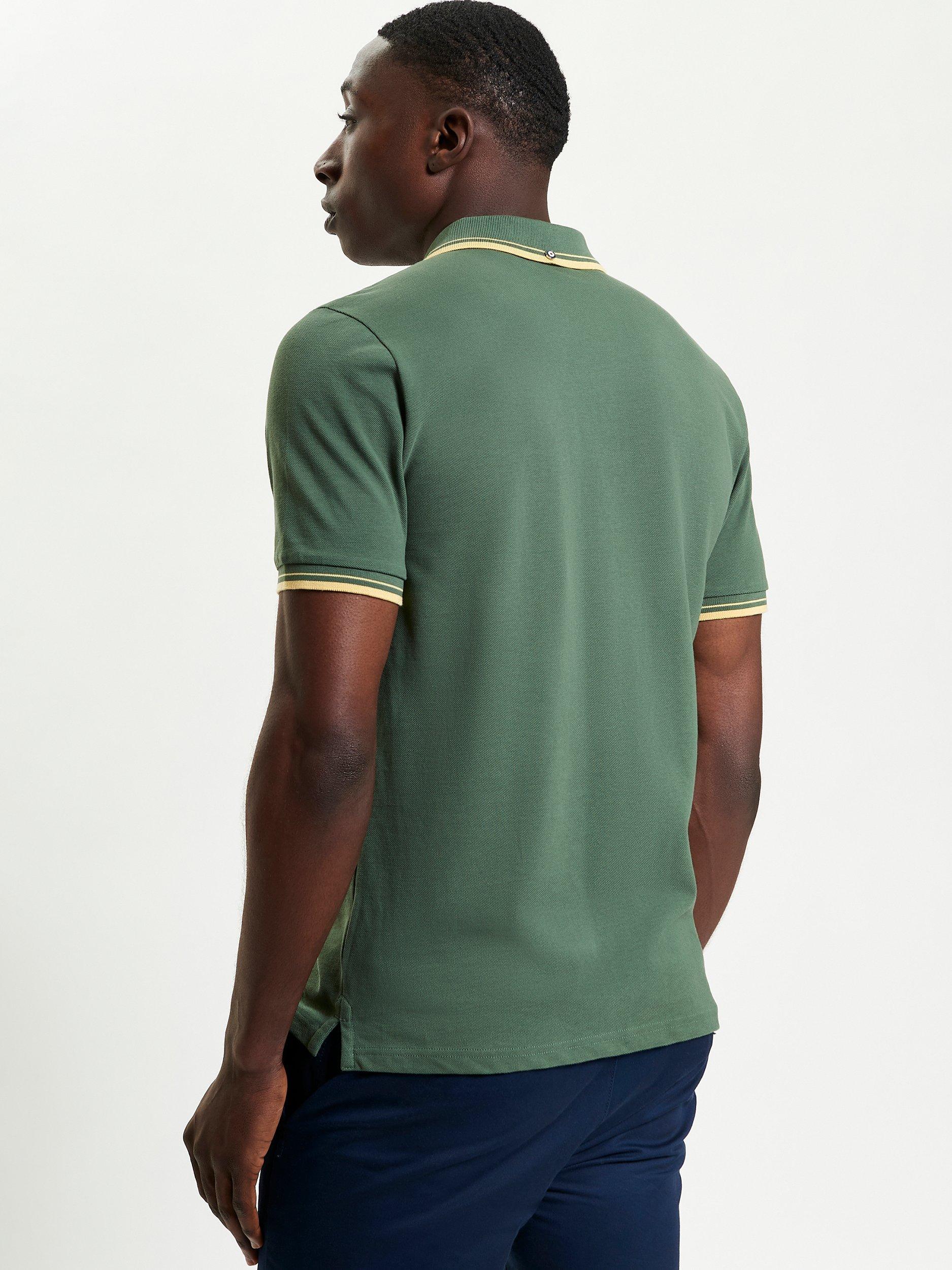 Product image 3 of 5, which shows Ben Sherman Organic Cotton Regular Fit Short Sleeve Signature Polo Shirt, Deep Jungle, S