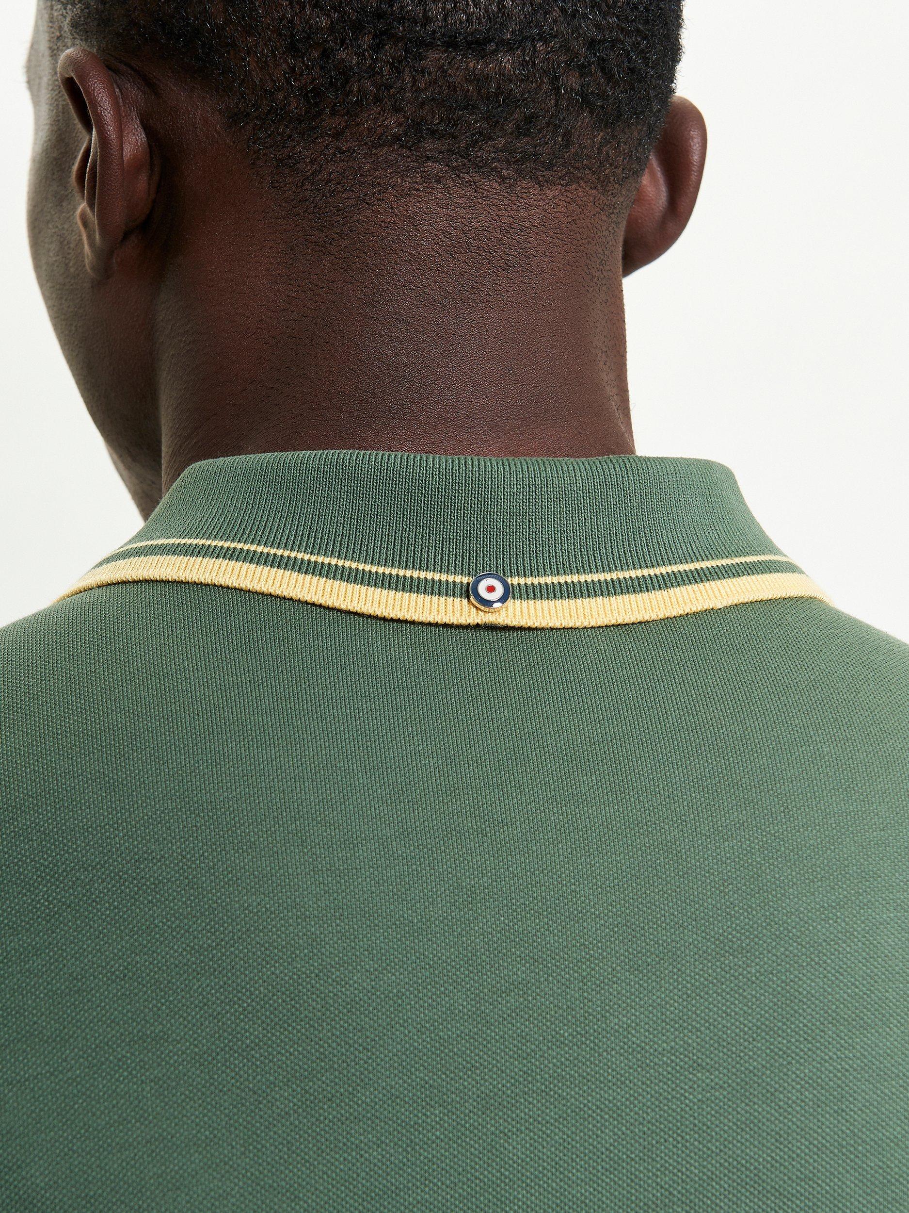 Product image 4 of 5, which shows Ben Sherman Organic Cotton Regular Fit Short Sleeve Signature Polo Shirt, Deep Jungle, S