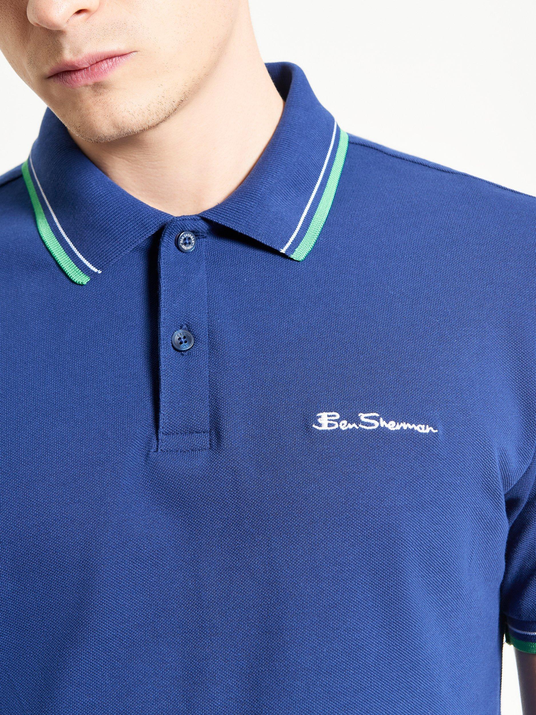 Product image 4 of 5, which shows Ben Sherman Organic Cotton Regular Fit Short Sleeve Signature Polo Shirt, Royal, S