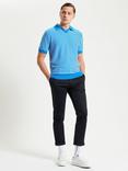 Ben Sherman Organic Cotton Regular Fit Wave Stripe Polo Shirt, Kingfisher/White