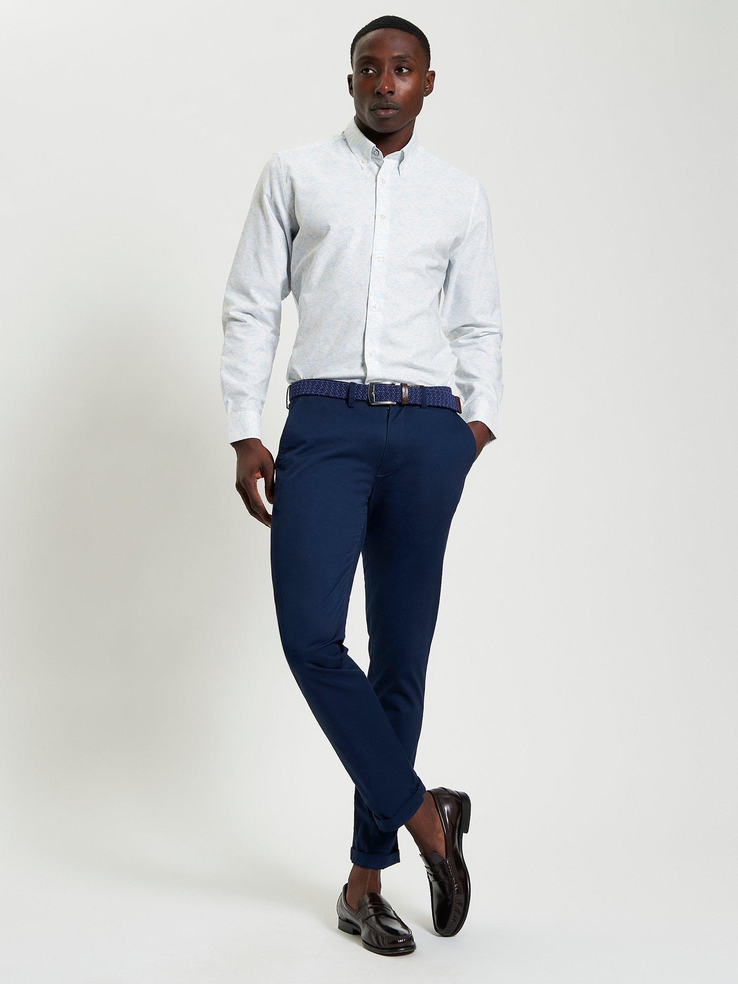 Product image 2 of 5, which shows Ben Sherman Cotton Regular Fit Seagull Print Shirt, Snow White/Blue, S