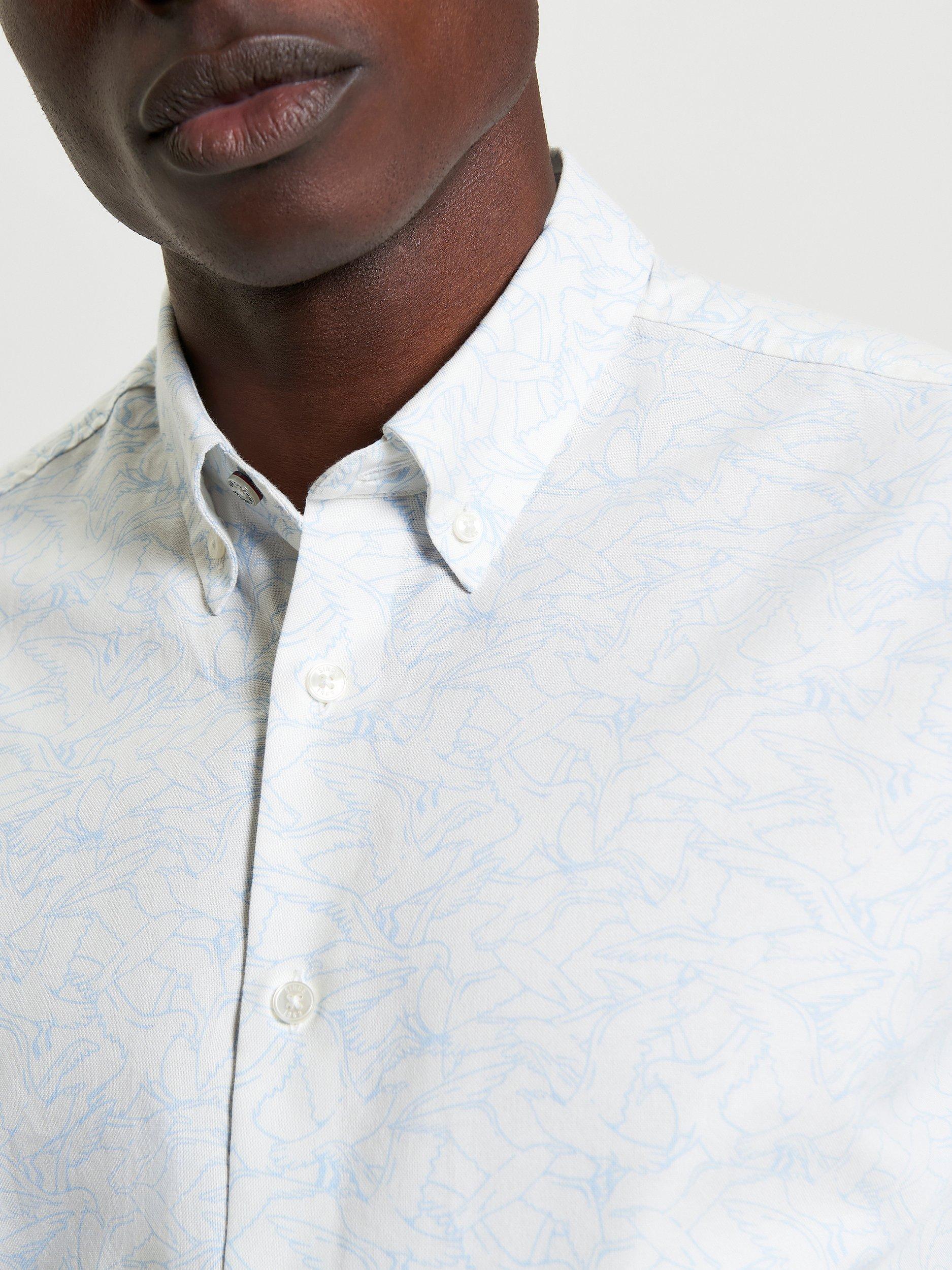 Product image 4 of 5, which shows Ben Sherman Cotton Regular Fit Seagull Print Shirt, Snow White/Blue, S