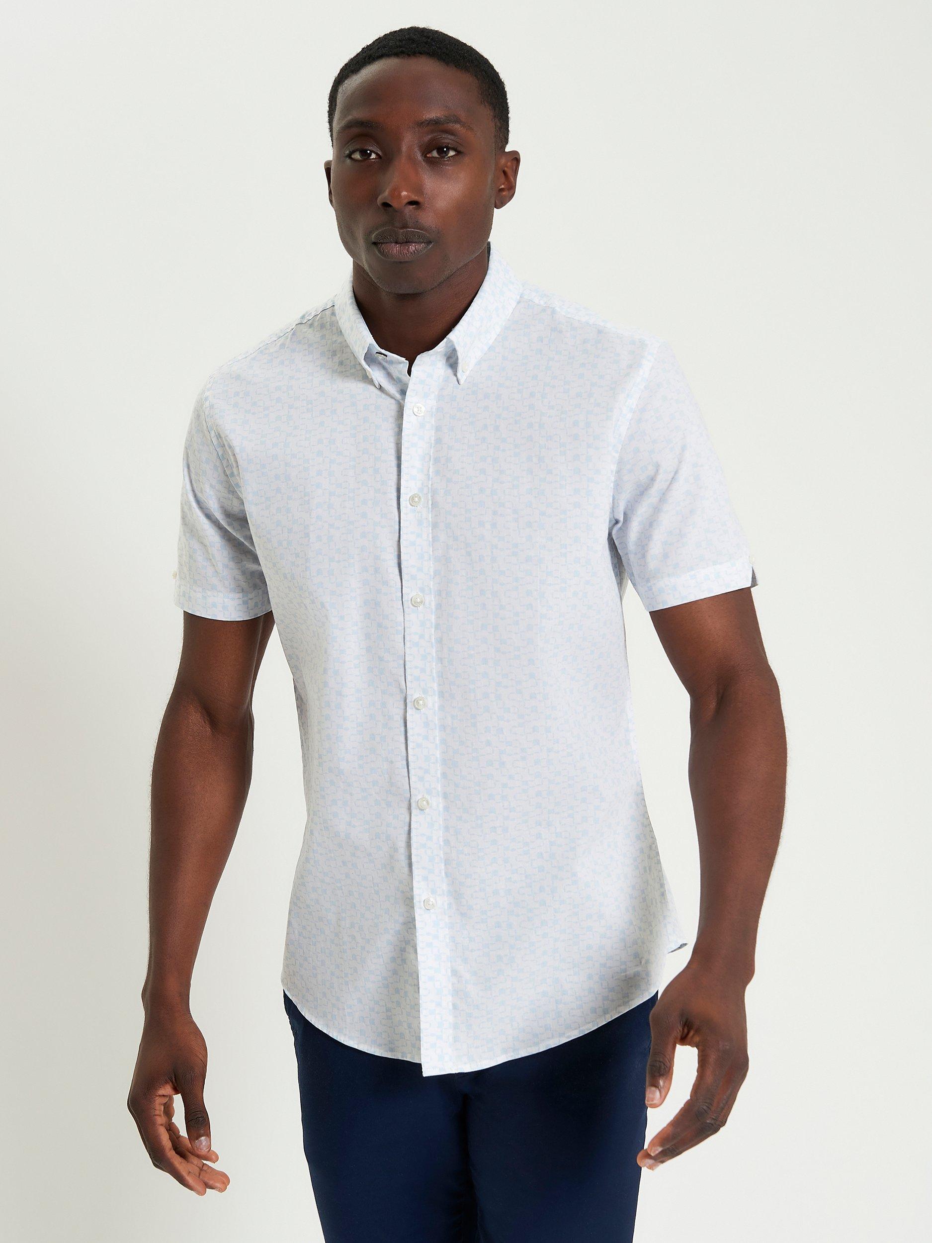 Product image 1 of 5, which shows Ben Sherman Organic Cotton Regular Fit Geometric Shirt, White, S