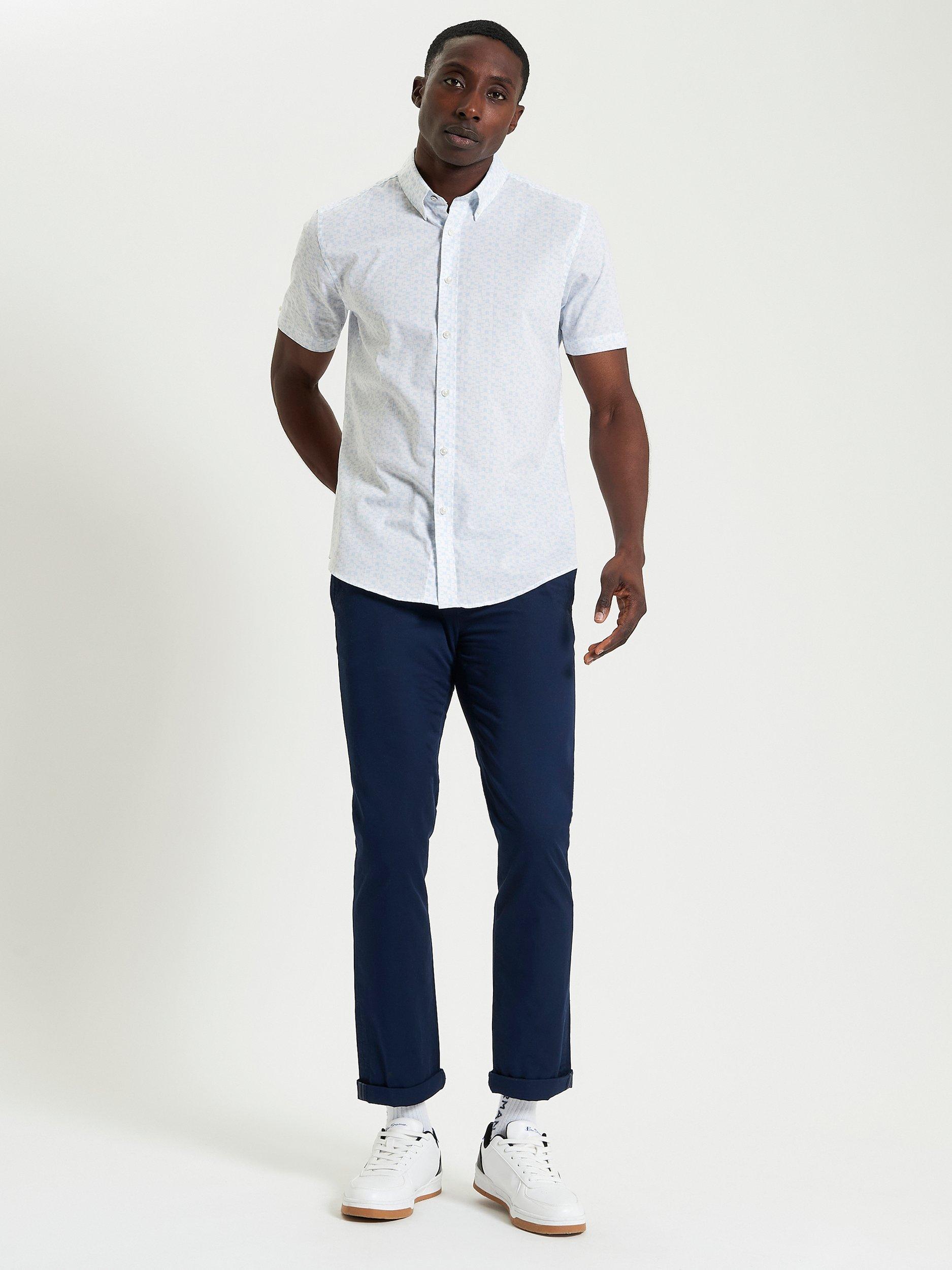 Product image 2 of 5, which shows Ben Sherman Organic Cotton Regular Fit Geometric Shirt, White, S